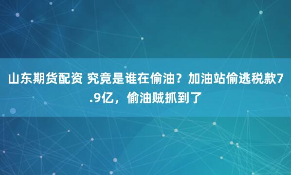 山东期货配资 究竟是谁在偷油？加油站偷逃税款7.9亿，偷油贼抓到了