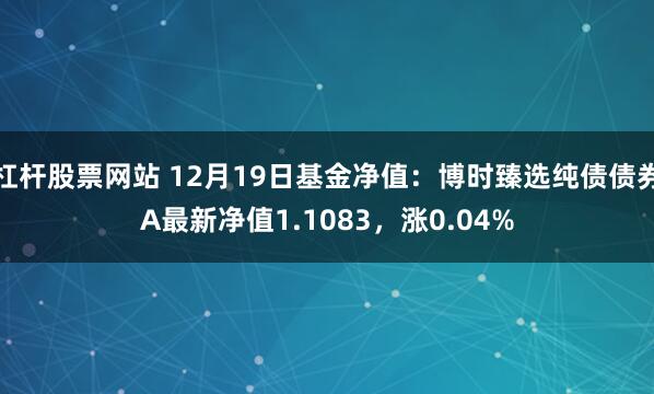 杠杆股票网站 12月19日基金净值：博时臻选纯债债券A最新净值1.1083，涨0.04%