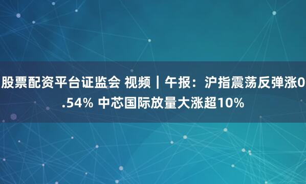 股票配资平台证监会 视频｜午报：沪指震荡反弹涨0.54% 中芯国际放量大涨超10%