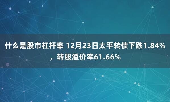 什么是股市杠杆率 12月23日太平转债下跌1.84%，转股溢价率61.66%