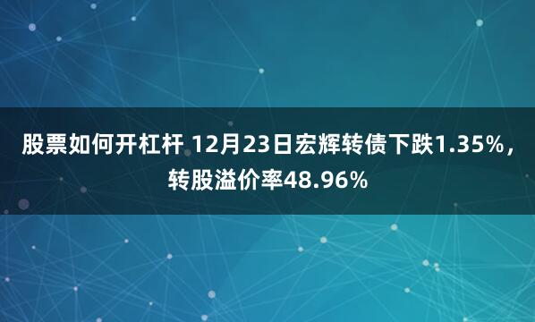 股票如何开杠杆 12月23日宏辉转债下跌1.35%，转股溢价率48.96%