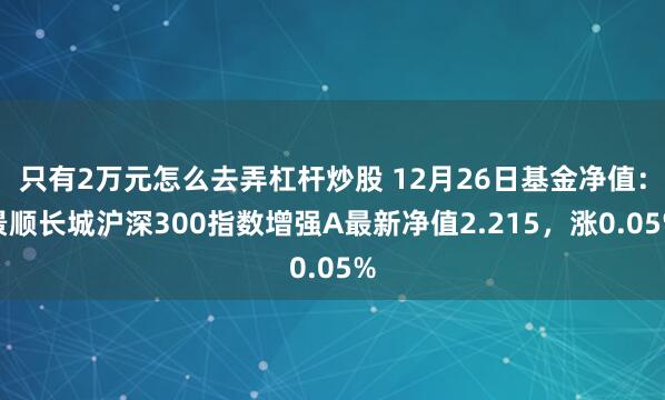 只有2万元怎么去弄杠杆炒股 12月26日基金净值：景顺长城沪深300指数增强A最新净值2.215，涨0.05%