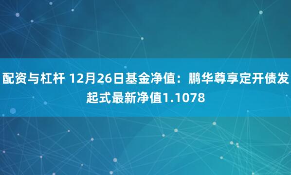 配资与杠杆 12月26日基金净值：鹏华尊享定开债发起式最新净值1.1078