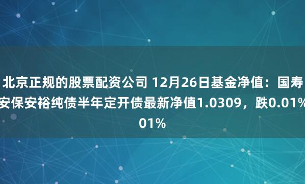 北京正规的股票配资公司 12月26日基金净值：国寿安保安裕纯债半年定开债最新净值1.0309，跌0.01%