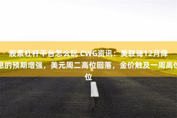 股票杠杆平台怎么玩 CWG资讯：美联储12月降息的预期增强，