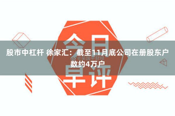 股市中杠杆 徐家汇：截至11月底公司在册股东户数约4万户